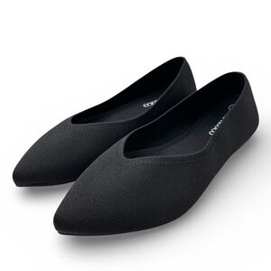 Aprcoco Pointed Toe Stretch Knit Ballet Flats Comfort Shoes Size 8 Black NEW!